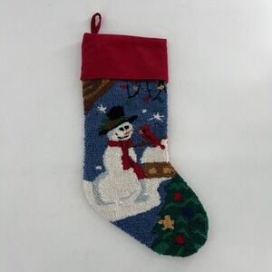 Christmas Stocking Hook Loop Snowman Cardinal Christmas Tree Lights‎ Velvet, 21"